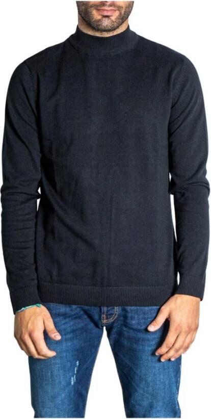 JACK & JONES ESSENTIALS fijngebreide coltrui JJEBASIC zwart