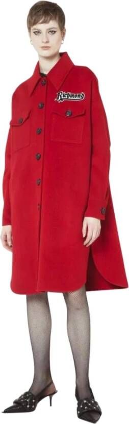 John Richmond Shirt Effect jas en geborduurd logo , Rood, Dames