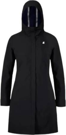 K-way Stephy Bonded Fleece Lined Technical Hooded Trench Coat K Way, Zwart, Dames