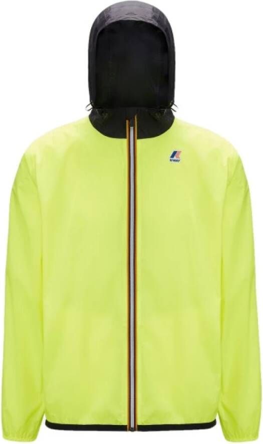 K-way Korte jas claude fluo met kap en zip heren k6116hw geel K Way, Geel, Heren