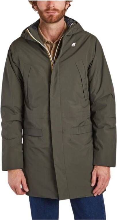 K-way Parka rmi met zip en kap in zachte man k way k1119pw gre zwartachtig K Way, Groen, Heren