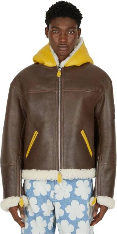 Kenzo Leren Jassen Bruin Heren