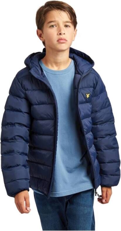 Lyle & Scott gewatteerde tussenjas met logo donkerblauw
