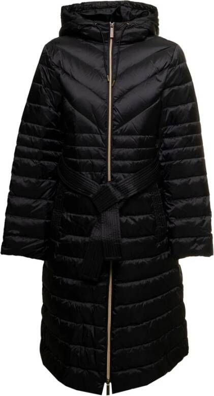 Michael Kors Zwarte Gewatteerde Jas Long Fitted Puffer