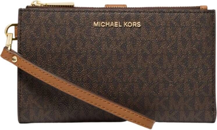 Michael Kors Ritsportemonnees Jet Set Dblzp Wristlet Bruin