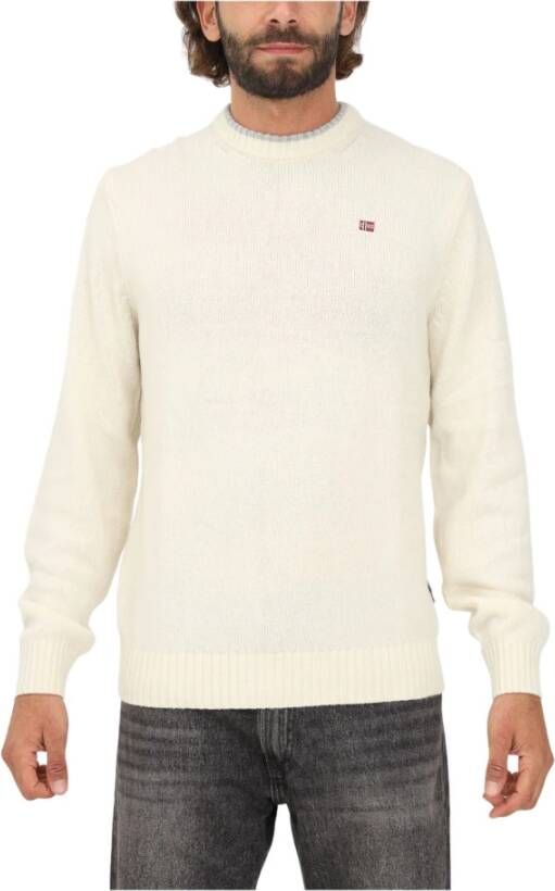 Napapijri Ronde hals gekweek , Wit, Heren