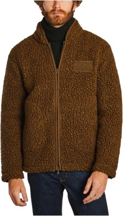 Nn07 Morten High Collar Fleece Jacket , Bruin, Heren