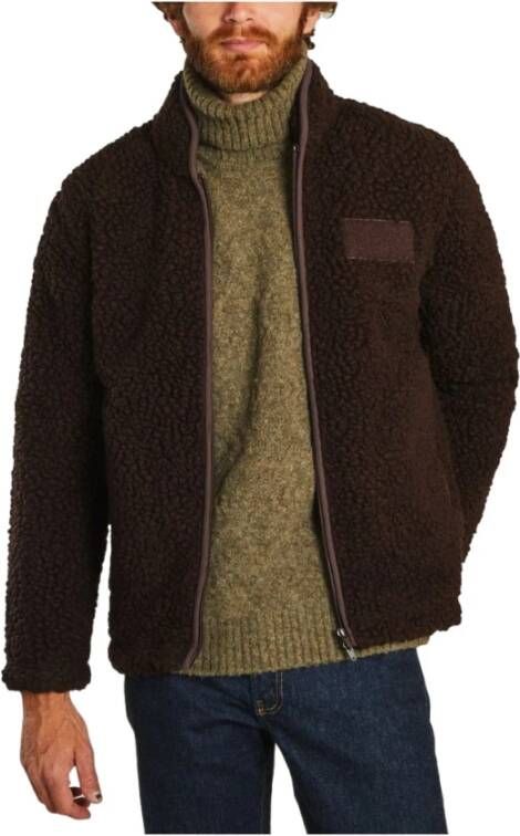 Nn07 Morten High Collar Fleece Jacket , Bruin, Heren
