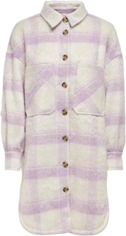 ONLY geruite shacket ONLEPIC roze/gebroken wit