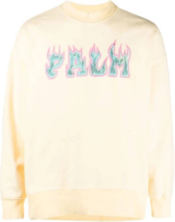 Palm Angels Round neck Knitwear , Geel, Heren