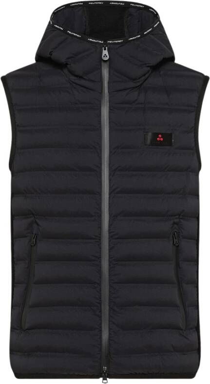 Peuterey Stretch nylon en fleece gilet , Zwart, Heren
