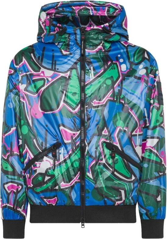 Peuterey Smooth bomber jacket with all over print , Blauw, Heren