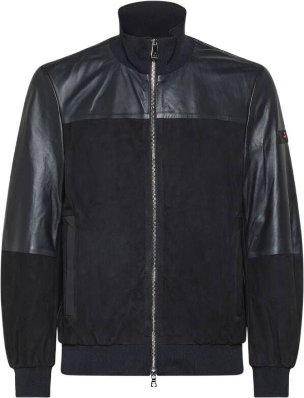 Peuterey Two leather bomber jacket , Blauw, Heren