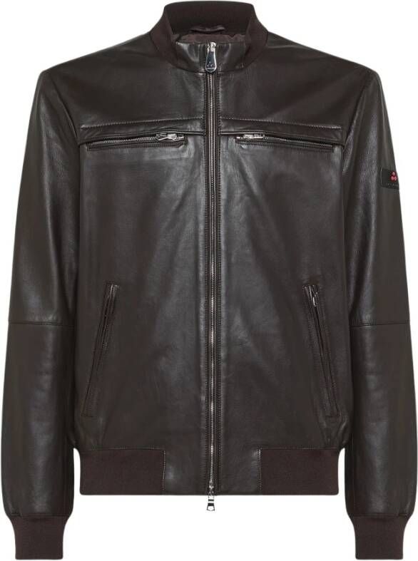 Peuterey Leather biker jacket , Bruin, Heren
