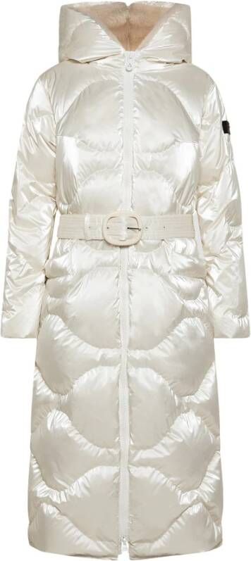 Peuterey Long down jacket with aviator type hood , Wit, Dames