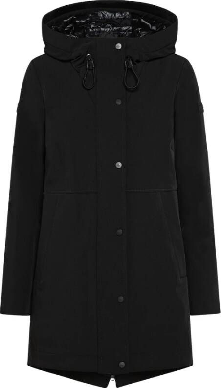 Peuterey Gladde miniHeren, geavanceerde parka , Zwart, Dames
