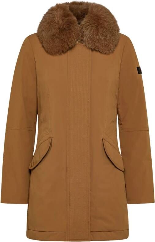 Peuterey Slim jacket with fur , Beige, Dames