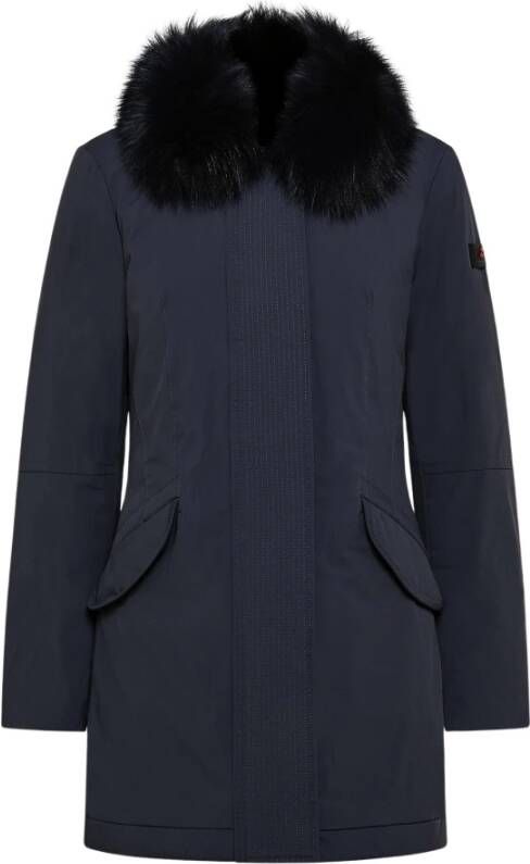 Peuterey Slim jacket with fur , Blauw, Dames