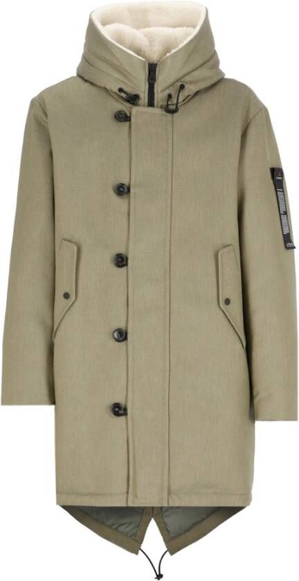 Peuterey Knop front kap met een kap , Groen, Heren