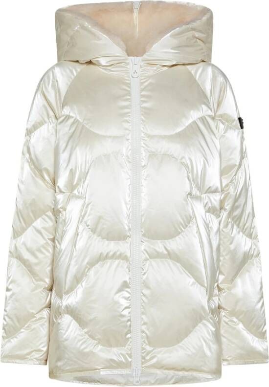 Peuterey Gewatteerde jas met pareleffect , Wit, Dames
