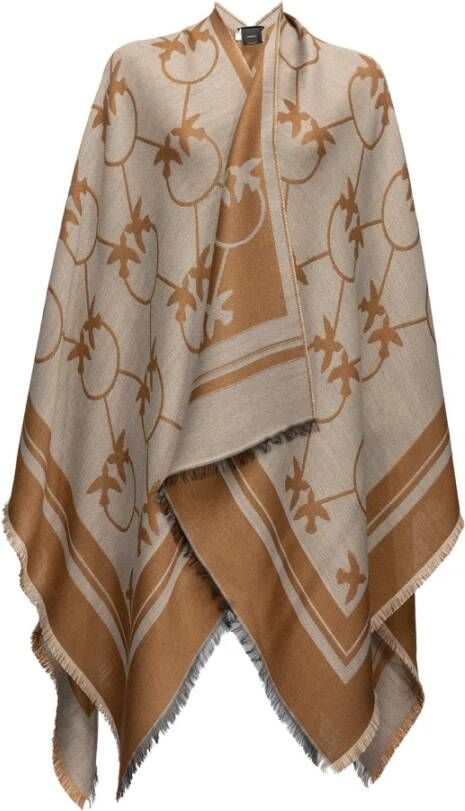 pinko Podor 2 Poncho Jacquard , Bruin, Dames