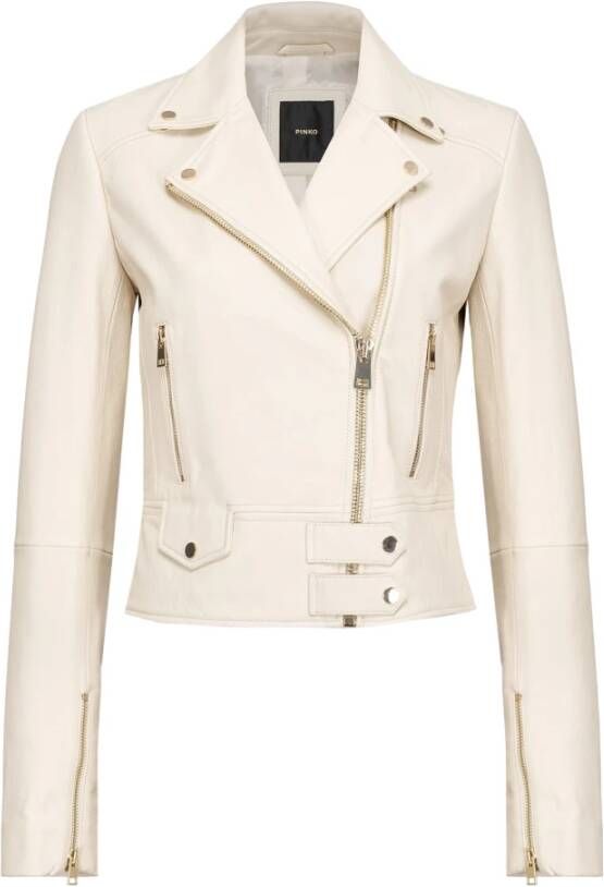 pinko Leren en Suède Jassen Beige Dames