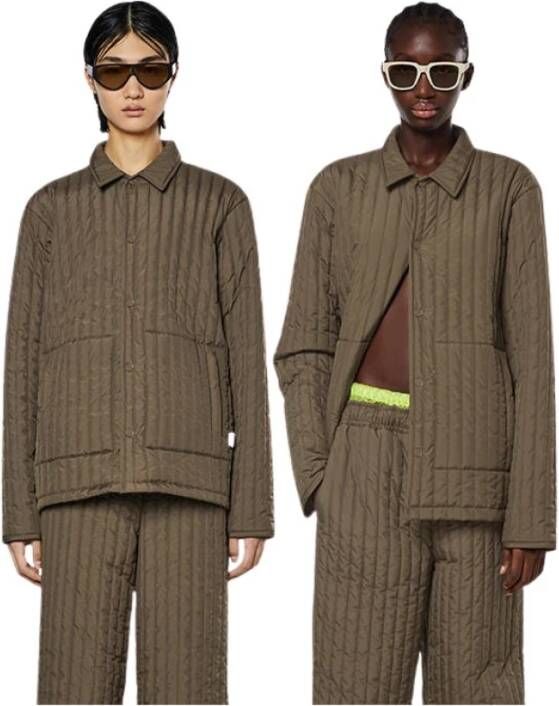 Rains Voering shirt jas 18610 hout , Bruin, Unisex