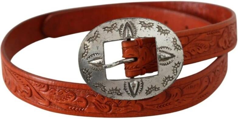 Ralph Lauren Brown Leather Vintage Cowboy Buckle Taille Women Belt , Bruin, Dames