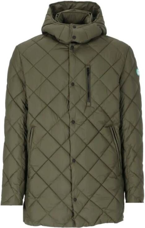 Save The Duck Bewaar de eend uwe groene gewatteerde jas met capuchon , Groen, Heren