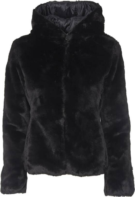 Save The Duck Faux fur omkeerbare jas , Zwart, Dames