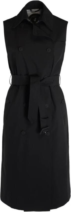 Save The Duck Sidra zwarte mouwloze trenchcoat , Zwart, Dames