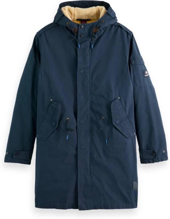 Scotch & Soda Parka jas met teddy voering , Blauw, Heren