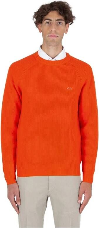 Sun68 Truien met ronde hals , Oranje, Heren