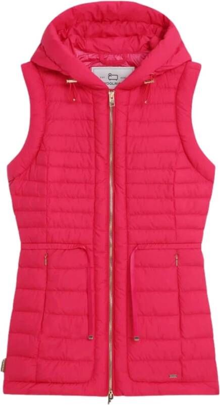 Woolrich Roze vest met kap cfwwve0015FRUT2635 , Roze, Dames