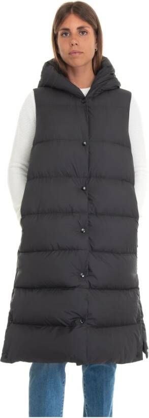 Woolrich Zwart Ellis Vest Longline Waistcoat Cfwwou0745 Frut2635 , Zwart, Dames