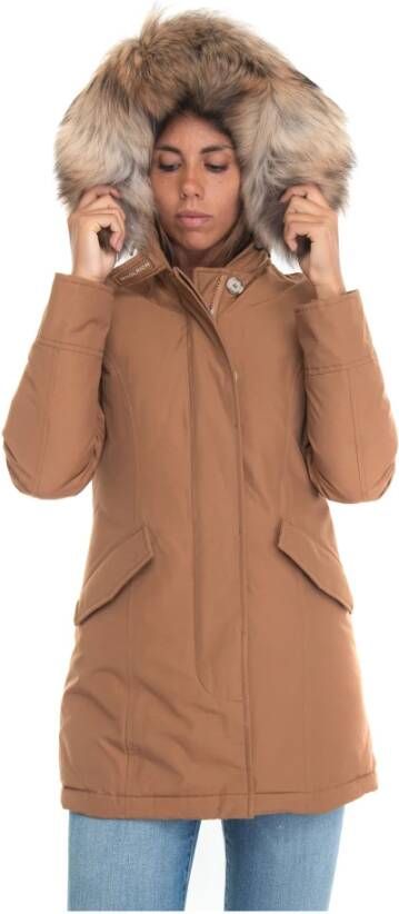 Woolrich Bruin Arctic Raccoon Parka Hooded Jacket Cfwwou0538 Frut0001 , Bruin, Dames