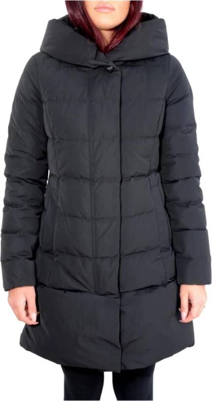 Woolrich Zwart Prescott Parka with horizontal quilting , Zwart, Dames