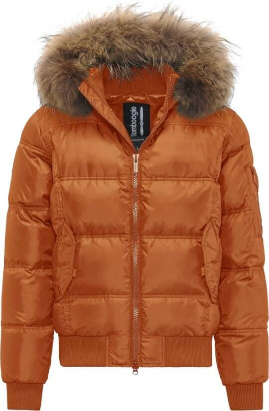 BomBoogie Naar beneden gevoerde bomberjack met bont , Oranje, Heren