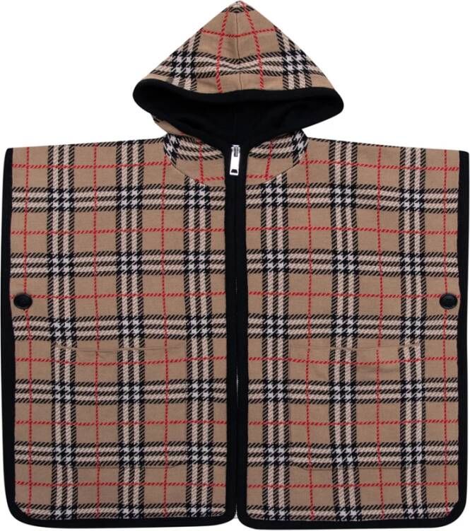Burberry Hooded wollen poncho , Bruin, Unisex