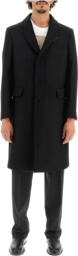 Burberry wool and cashmere coat with patch , Zwart, Heren