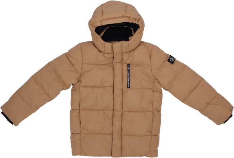 Calvin Klein Hooding dekbed en baby Zip Ib0Ib0Ib01276 Camel , Bruin, Heren
