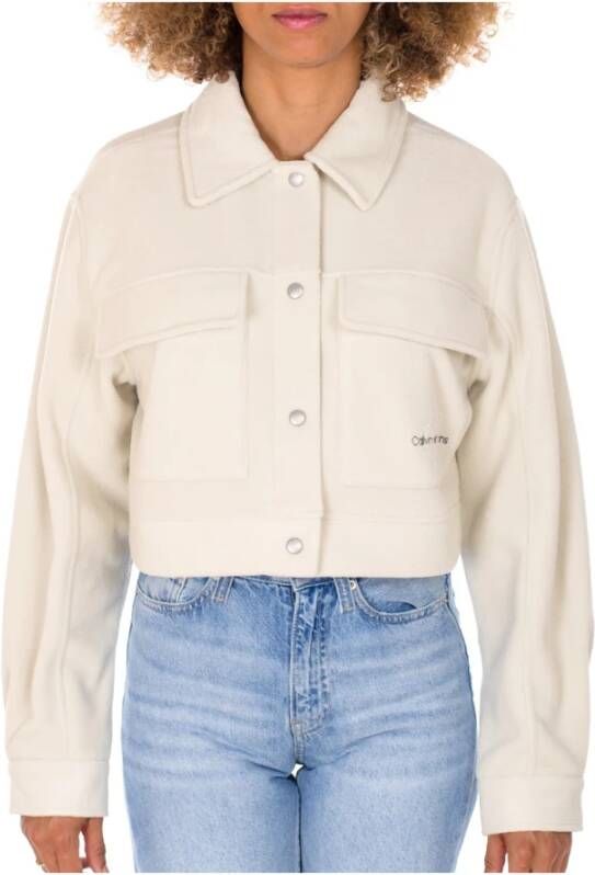 Calvin Klein Cropped vest van fleece met logoborduring