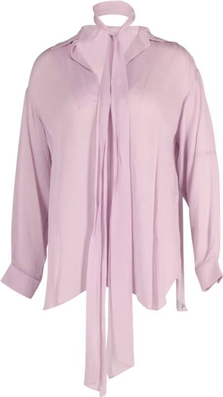 Chloe stropdasek met lange mouw blouse in lilac viscose Chloé Pre owned, Paars, Dames