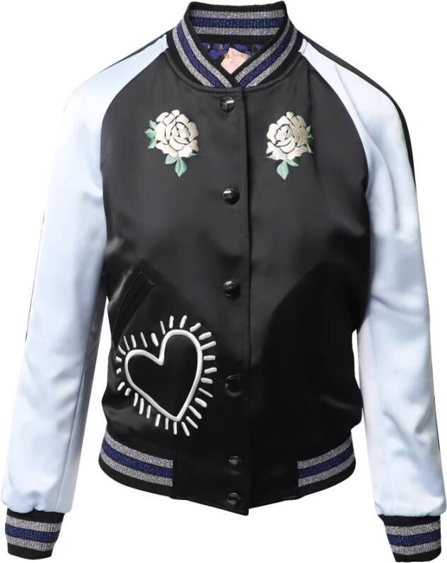 Coach x Keith Haring Reversible Bomber Jacket in Black Polyester Coach Pre owned, Blauw, Dames
