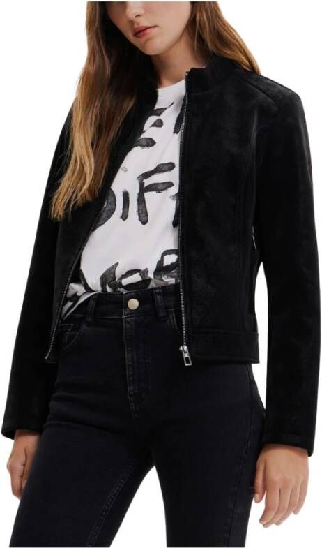 Desigual Leren en Suède Jassen Zwart Dames