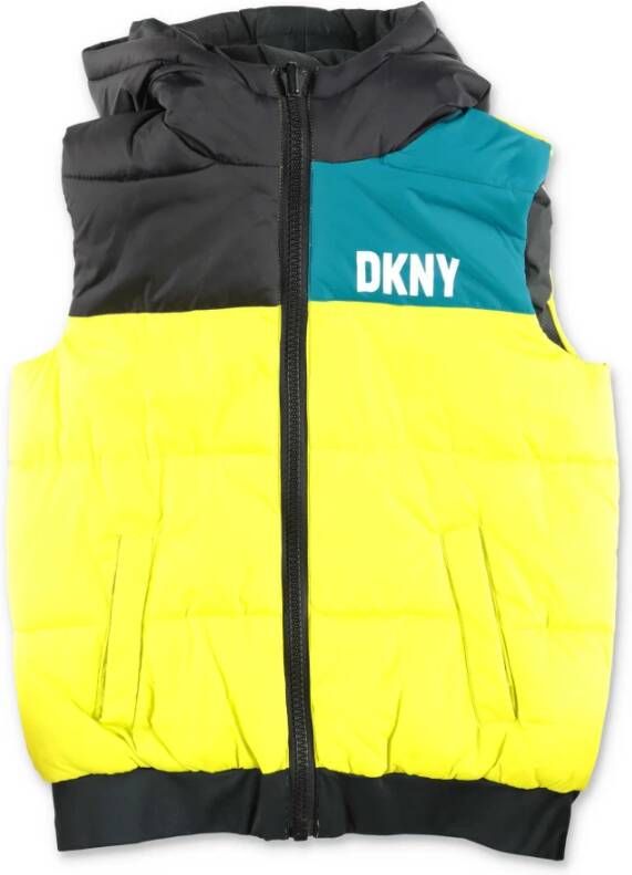 DKNY Reversibleylon padded vest with hood , Geel, Heren