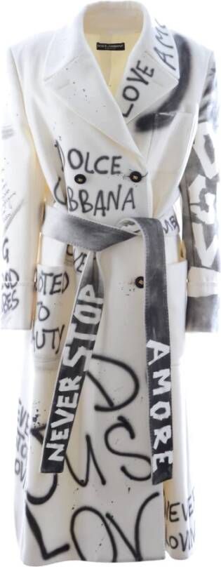 Dolce & Gabbana Belted Coats , Wit, Dames