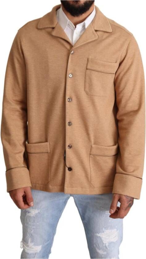 Dolce & Gabbana Bruine katoenen knop keklaag jasje , Bruin, Heren