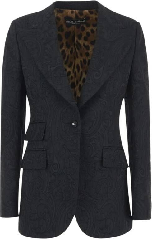 Dolce & Gabbana Geborduurd paisley jas , Zwart, Dames