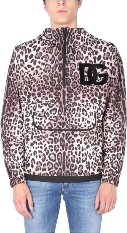 Dolce & Gabbana Jas met luipaardprint , Bruin, Heren